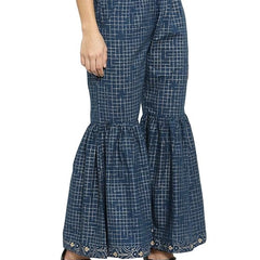 Indibelle Cotton Flared Sharara Pants (Blue)