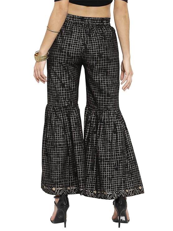 Indibelle Cotton Flared Sharara Pants (Black)