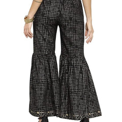 Indibelle Cotton Flared Sharara Pants (Black)