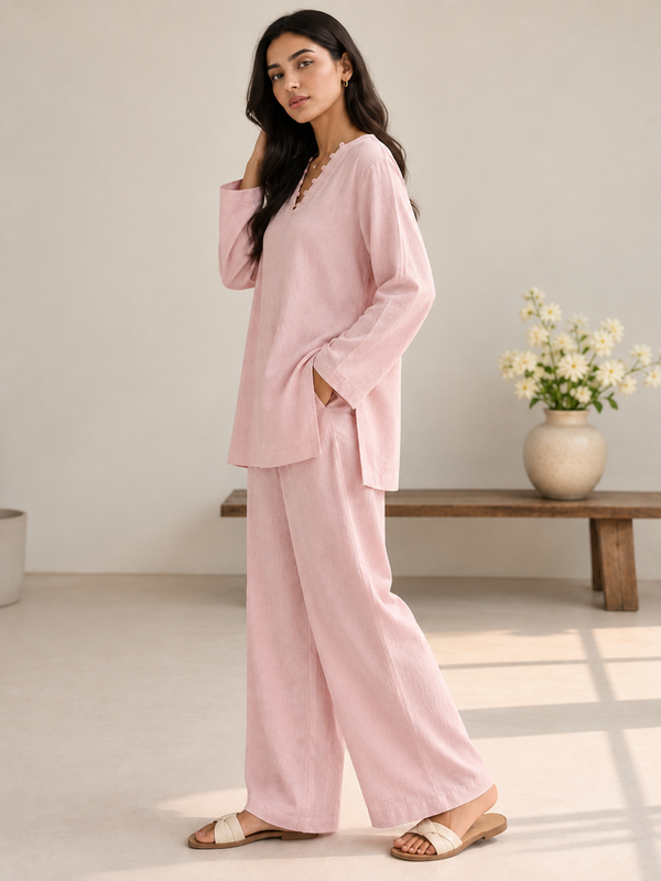 Indibelle Wrinkle Rayon Relaxed-Fit Co-ord Set
