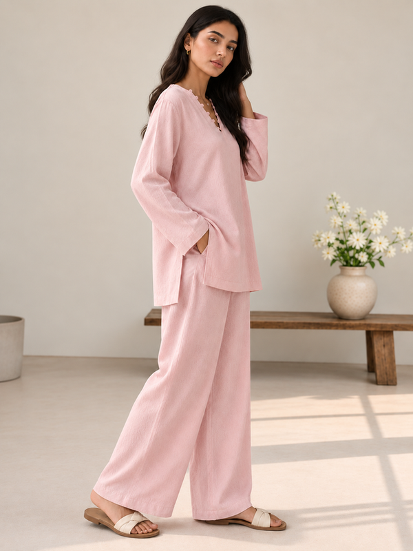 Indibelle Wrinkle Rayon Relaxed-Fit Co-ord Set
