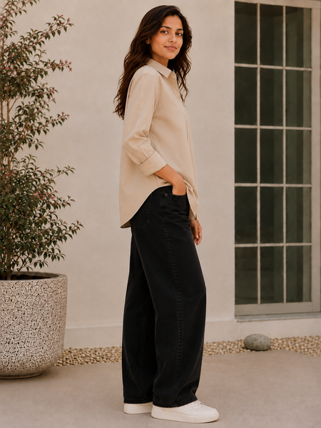 Indibelle Premium Linen Blend Coffee Brown Shirt
