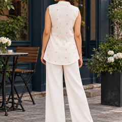 Indibelle Women’s Linen-Touch Pleated Co-ord Set