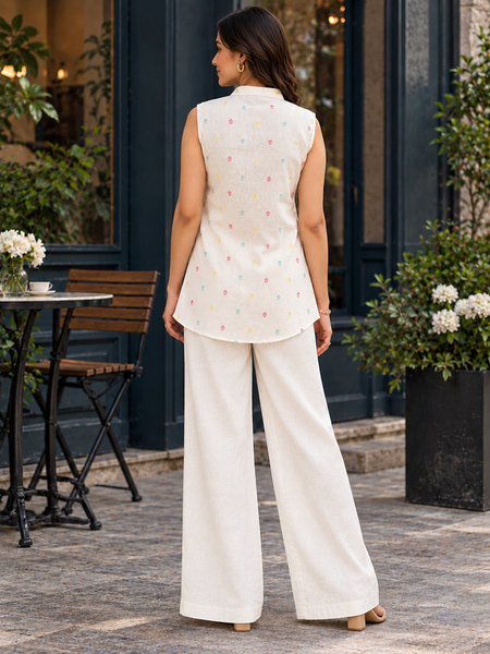 Indibelle Women’s Linen-Touch Pleated Co-ord Set