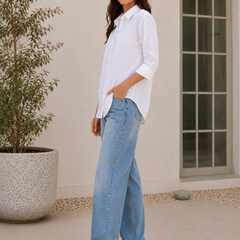 Indibelle Premium Linen Blend White Shirt