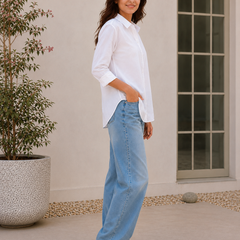 Indibelle Premium Linen Blend White Shirt