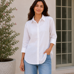 Indibelle Premium Linen Blend White Shirt