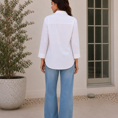 Indibelle Premium Linen Blend White Shirt