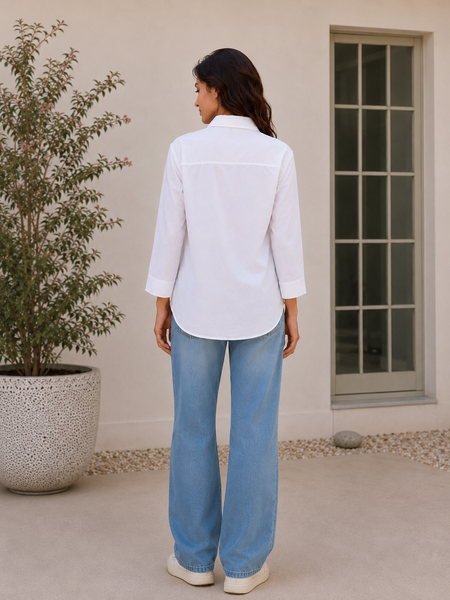 Indibelle Premium Linen Blend White Shirt