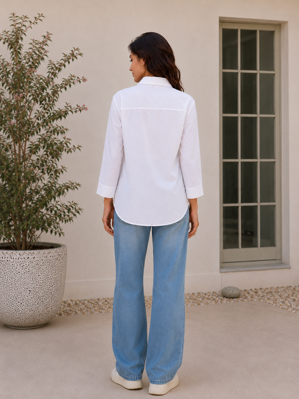 Indibelle Premium Linen Blend White Shirt
