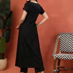 Indibelle Linen Touch Co-ord Set (Black)