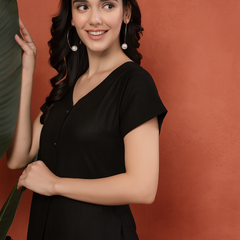 Indibelle Linen Touch Co-ord Set (Black)