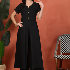 Indibelle Linen Touch Co-ord Set (Black)