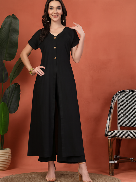 Indibelle Linen Touch Co-ord Set (Black)