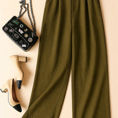 Linen Blend Wide-Leg Trousers