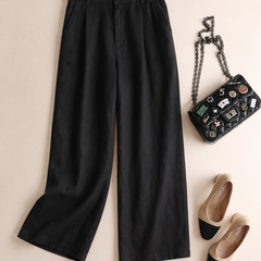 Linen Blend Wide-Leg Trousers