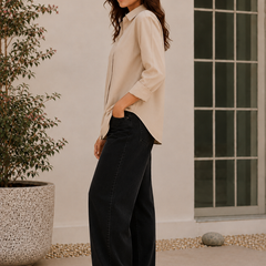 Indibelle Premium Linen Blend Coffee Brown Shirt