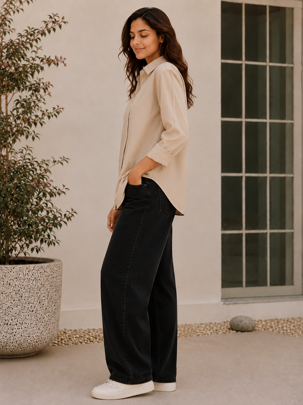 Indibelle Premium Linen Blend Coffee Brown Shirt