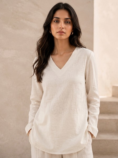 Indibelle Premium Women's Linen Blend Coord set