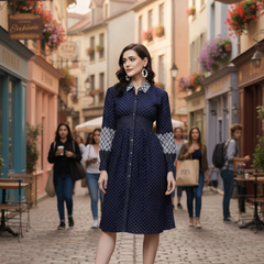 Indibelle Printed Denim A-Line Dress