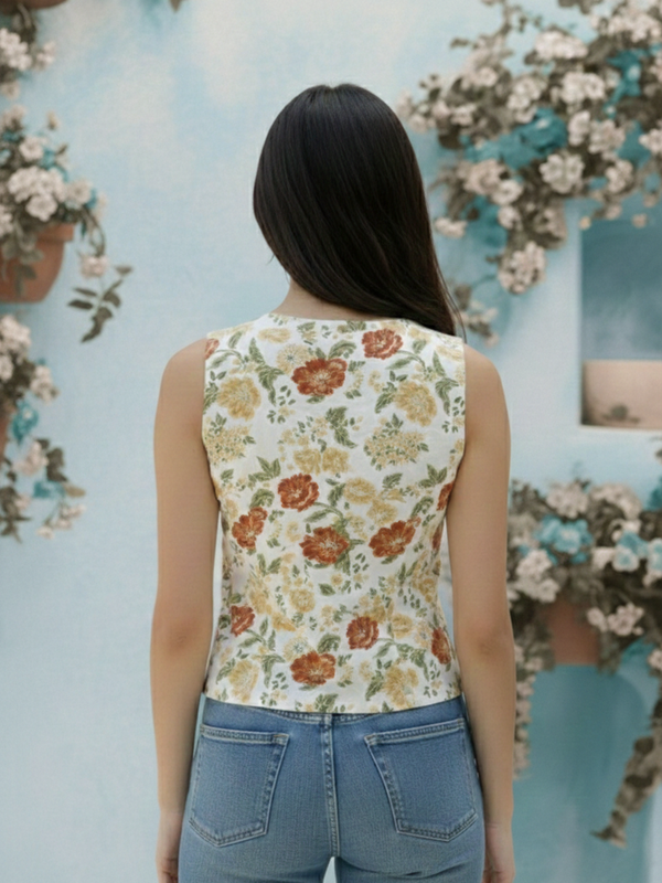 Indibelle OFF White Printed Top