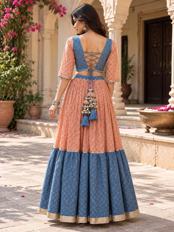Indibelle Cotton Butti-Print Lehenga Set