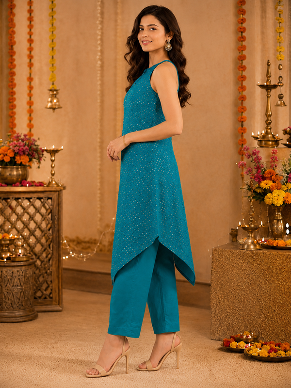 Indibelle Bandhani Print Modal Silk Kurta Set