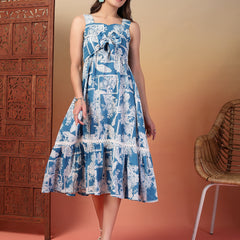 Indibelle Cotton Abstract Print Dress