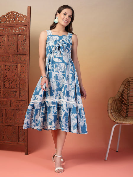 Indibelle Cotton Abstract Print Dress