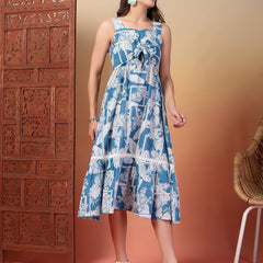 Indibelle Cotton Abstract Print Dress
