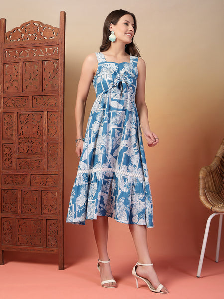 Indibelle Cotton Abstract Print Dress