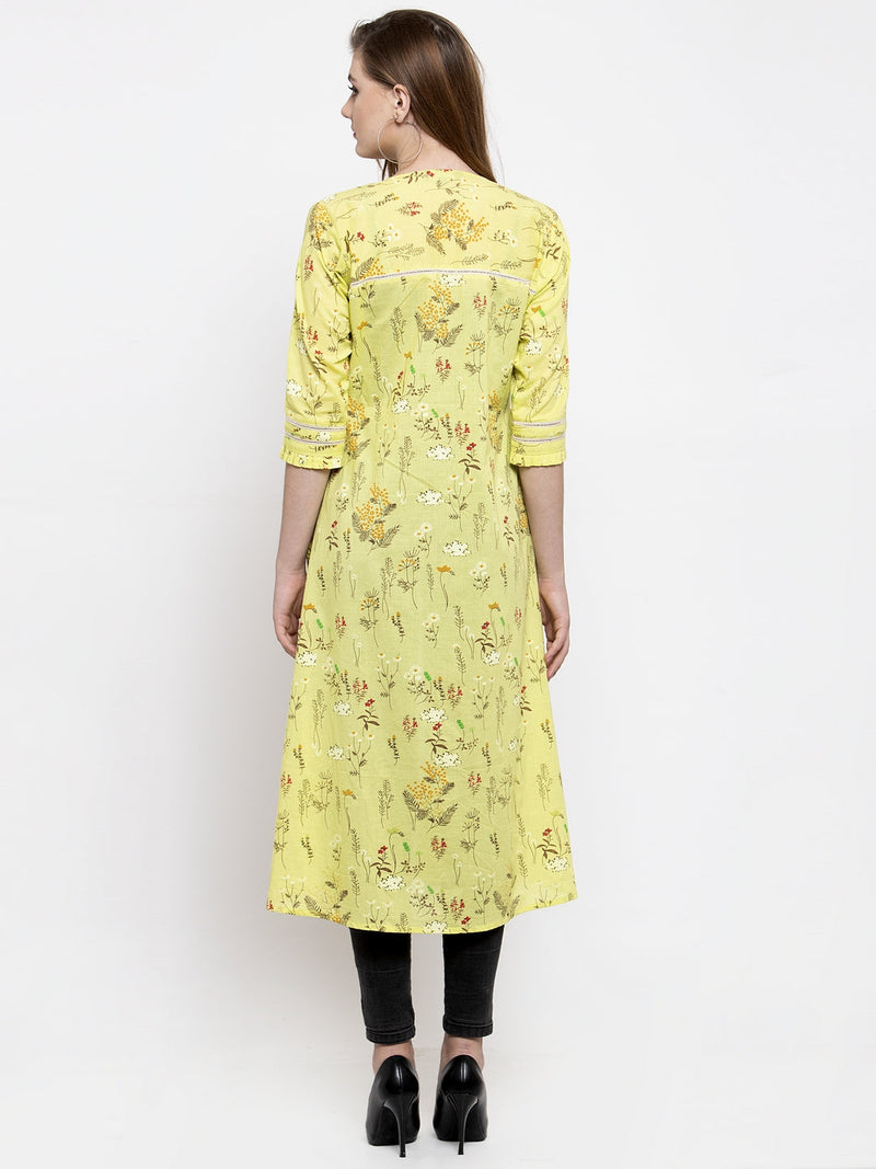 Indibelle cotton yellow floral print A-line ShrugCape