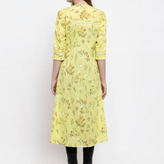 Indibelle cotton yellow floral print A-line ShrugCape