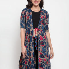 Indibelle Rayon Multi Abstract Print Shrug Cap