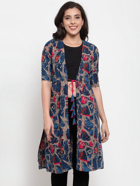 Indibelle Rayon Multi Abstract Print Shrug Cap