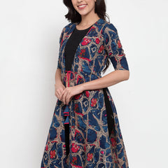 Indibelle Rayon Multi Abstract Print Shrug Cap