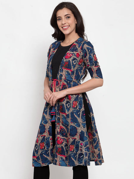 Indibelle Rayon Multi Abstract Print Shrug Cap