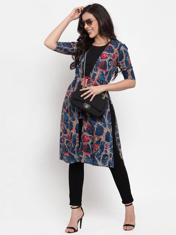 Indibelle Rayon Multi Abstract Print Shrug Cap