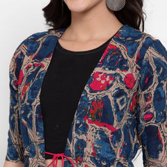 Indibelle Rayon Multi Abstract Print Shrug Cap