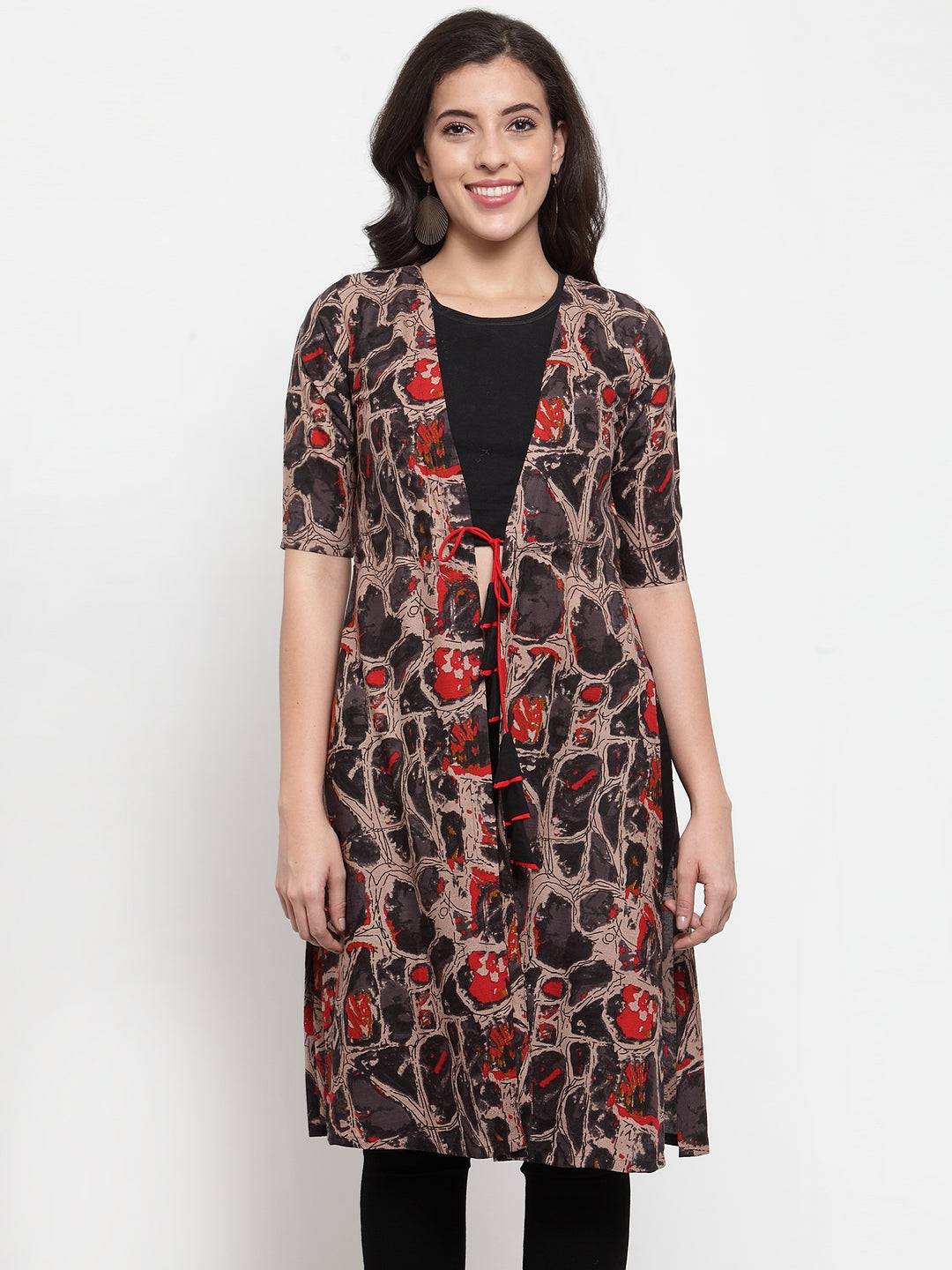 Indibelle Rayon Multi Abstract Print Shrug Cap