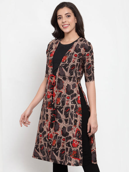Indibelle Rayon Multi Abstract Print Shrug Cap