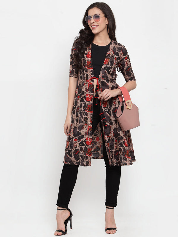 Indibelle Rayon Multi Abstract Print Shrug Cap