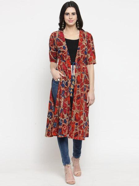 Indibelle Rayon Multi Abstract Print Shrug Cap