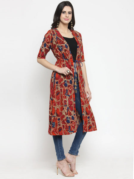 Indibelle Rayon Multi Abstract Print Shrug Cap