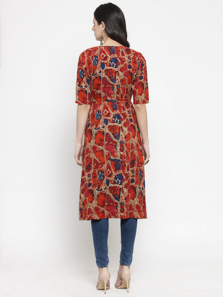 Indibelle Rayon Multi Abstract Print Shrug Cap