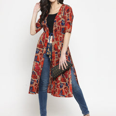 Indibelle Rayon Multi Abstract Print Shrug Cap