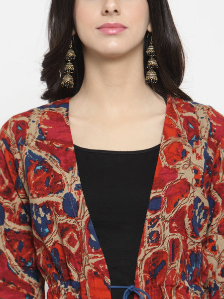 Indibelle Rayon Multi Abstract Print Shrug Cap