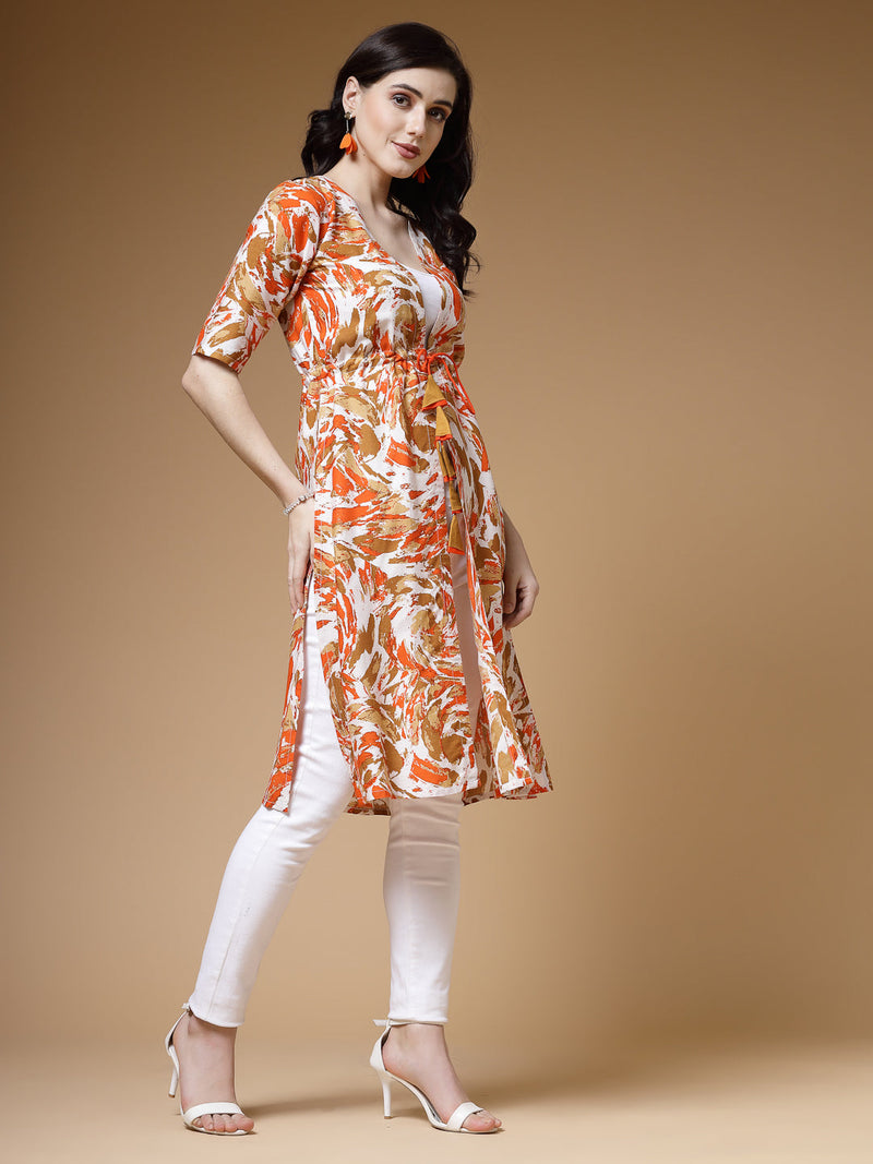 Indibelle Rayon Multi Abstract Print Shrug Cap