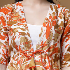 Indibelle Rayon Multi Abstract Print Shrug Cap