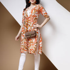Indibelle Rayon Multi Abstract Print Shrug Cap